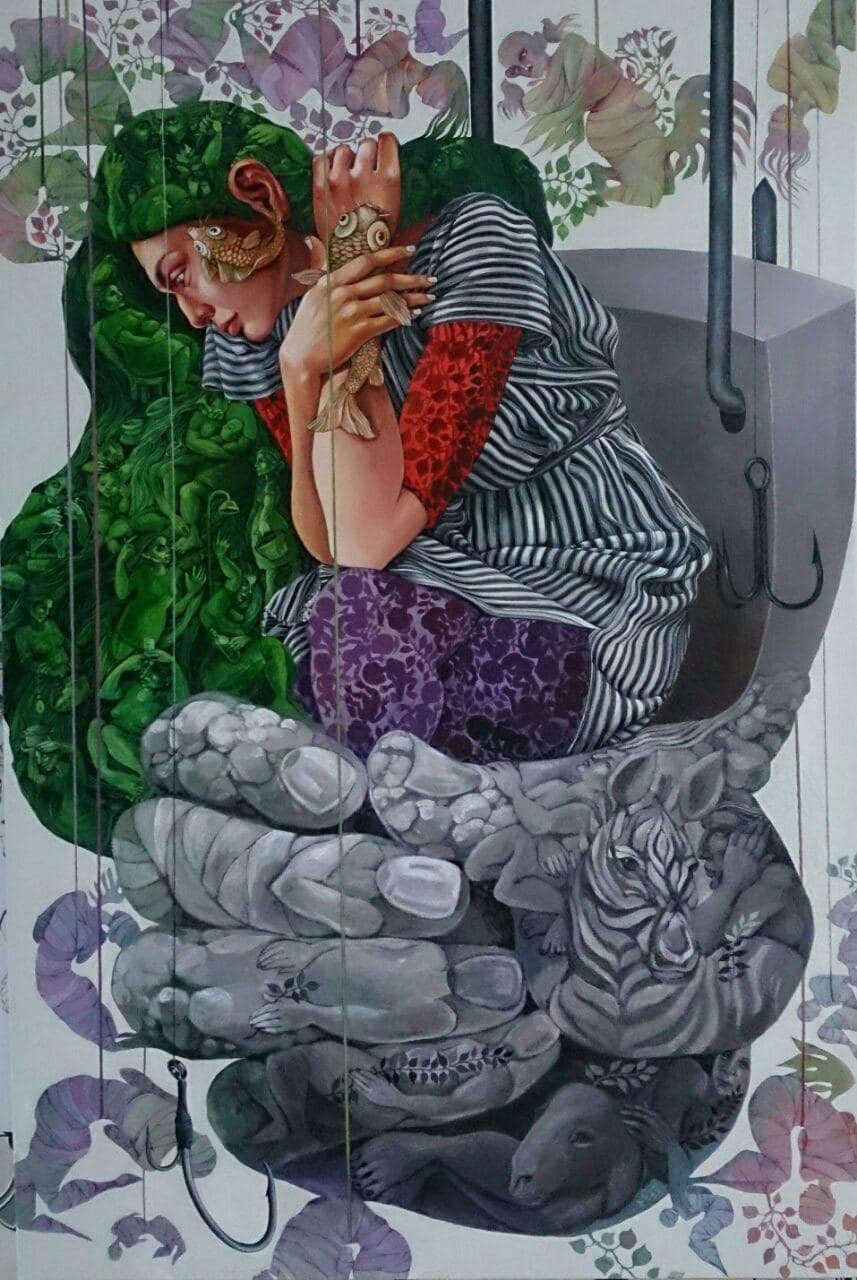 Samira Darya/ tah neshin /oil on canvas / 120*80/2015
