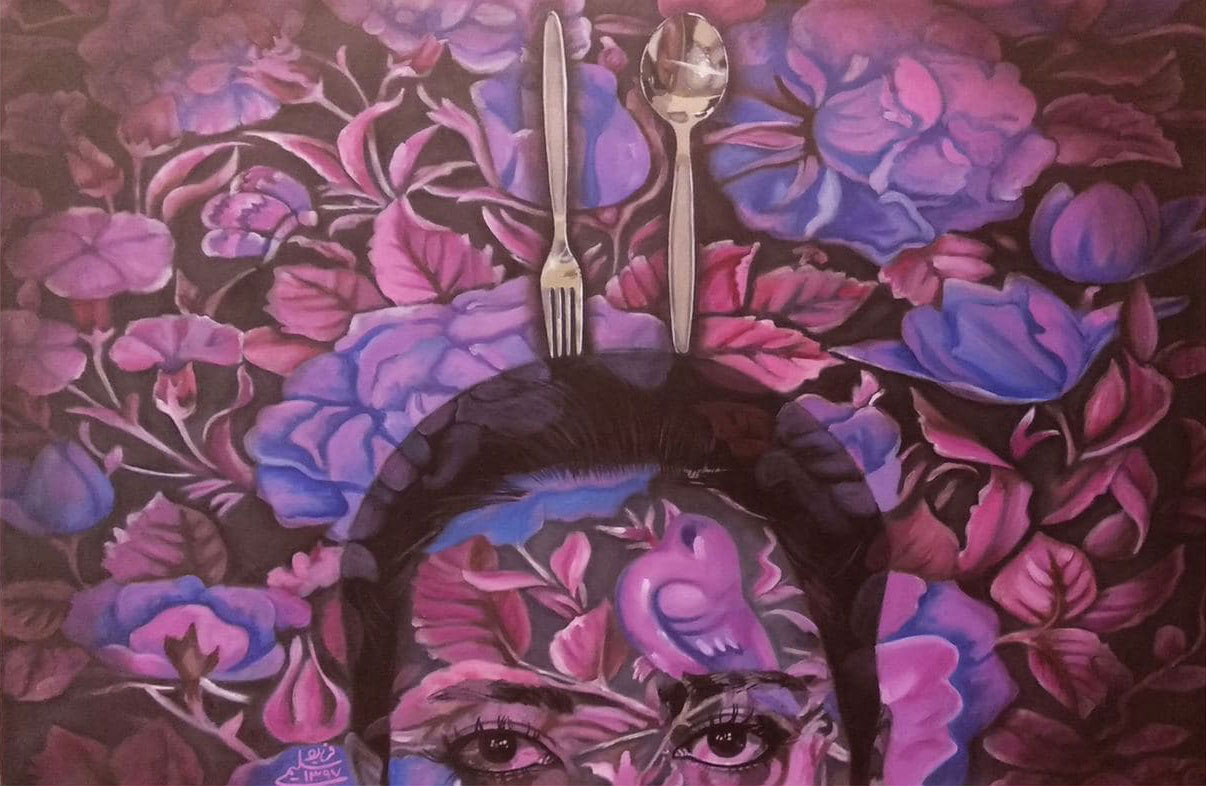 Farideh Salimi. Purple Soul . oil on canvas . 50*75cm. 2018