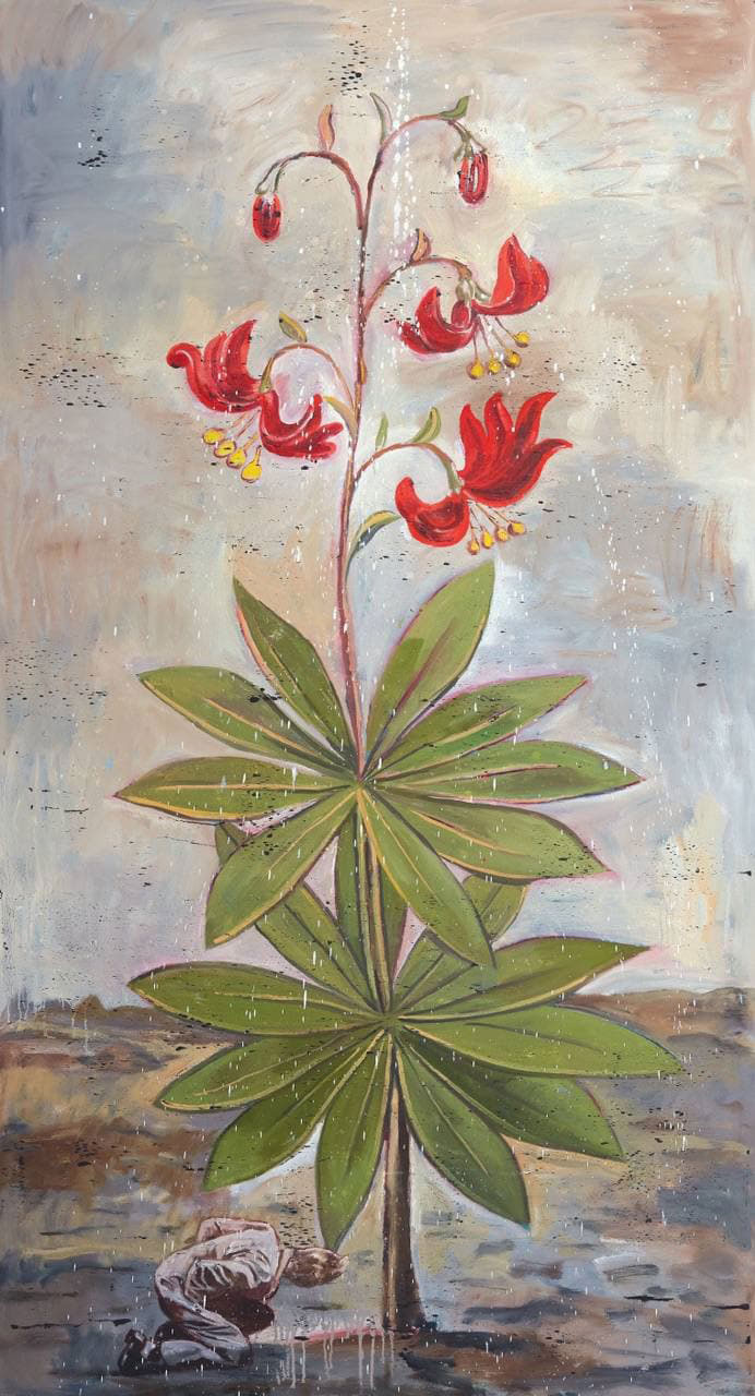 Nikzad Nodjoumi Silk Screen on Handmade Paper by  Foad Sharifi