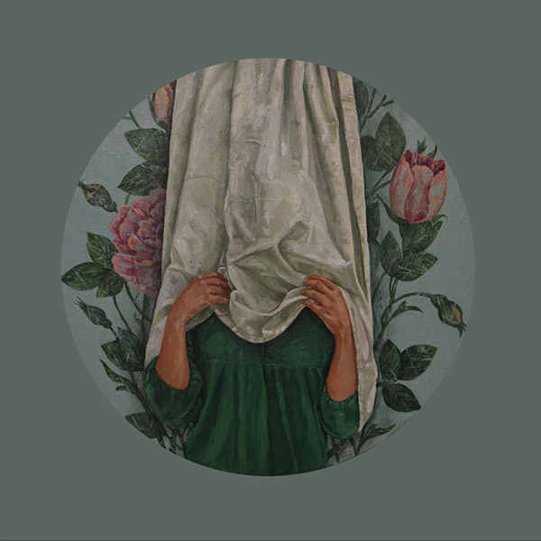 Curtains Series iii / oil & acrylic on round panel wood / 27*27 / 2018